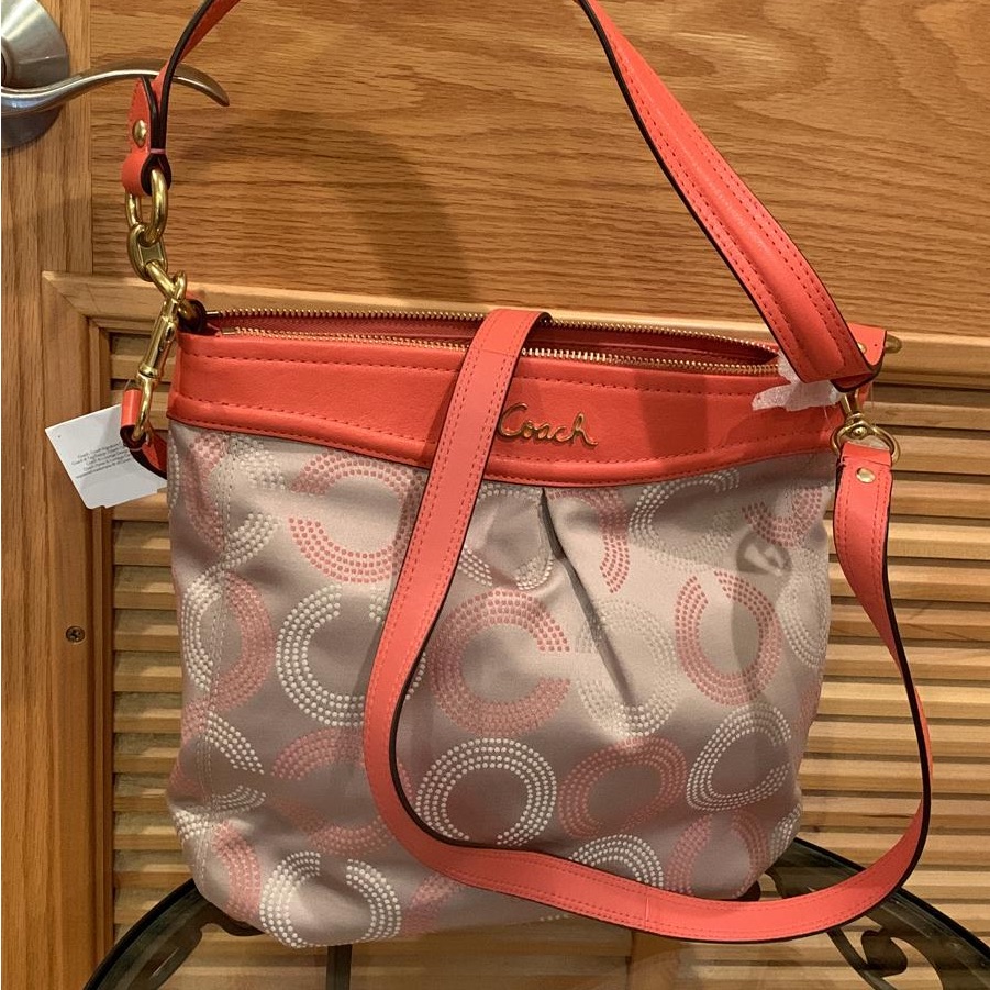 Coach Crossbody Bag In Coral And Beige